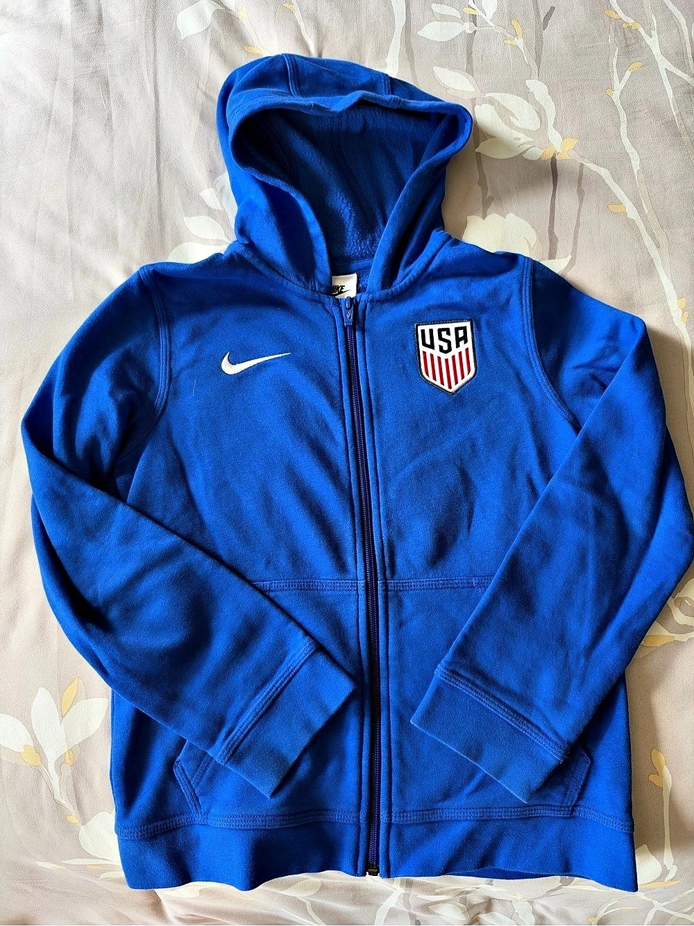 Nike USA Soccer Youth M Full Zip Fleece Hoodie Blue USMNT